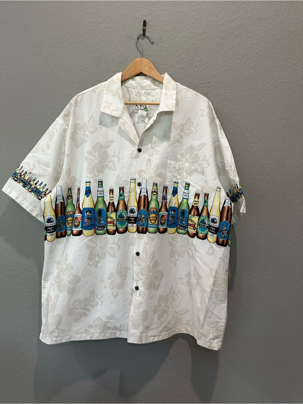 KY's Hawaiian Men's Shirt Sz 3XL Beer Bottle Design 100% Cotton